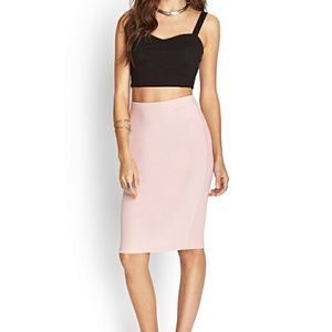 NWT Forever 21 Blush Pink Knee Midi Pencil Skirt